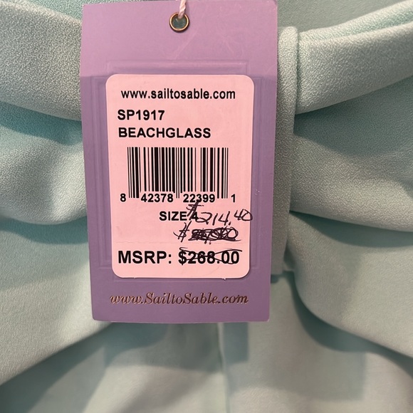 NWT Sail to Sable fit & flare bow back Tiffany mint green cocktail dress size 4 - Picture 5 of 7